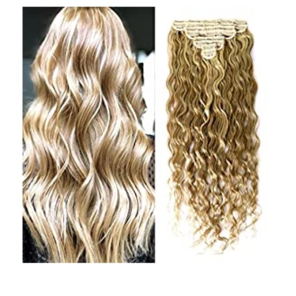 NEW curly/wavy blonde clip in extensions